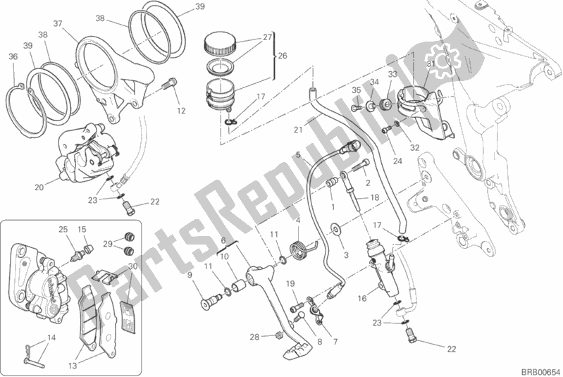 Wszystkie części do Tylny Uk? Ad Hamulcowy Ducati Multistrada 1260 ABS Thailand 2019